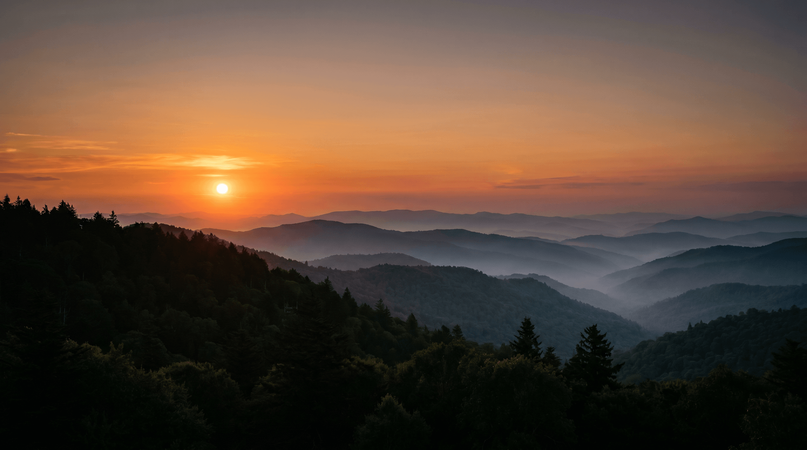 The Great Smoky Mountains at sunset